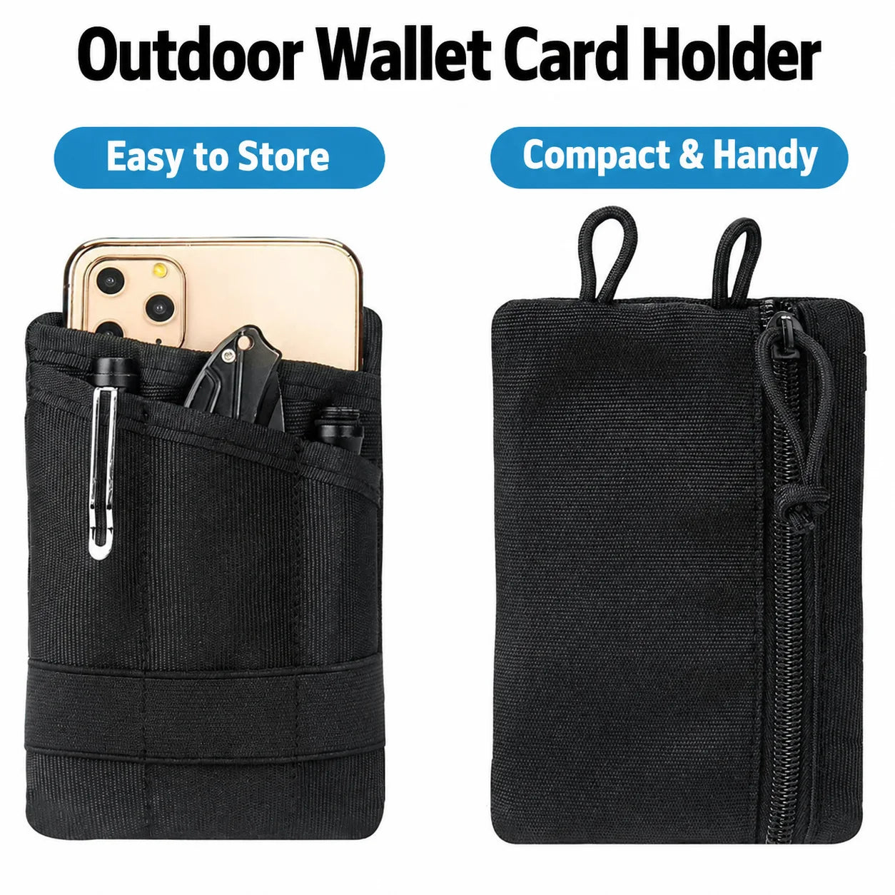 Multifunctional EDC Organizer Pouch Portable Tool Bag Tactical Knife Case Waist Pack Foldable Credit Card Wallet