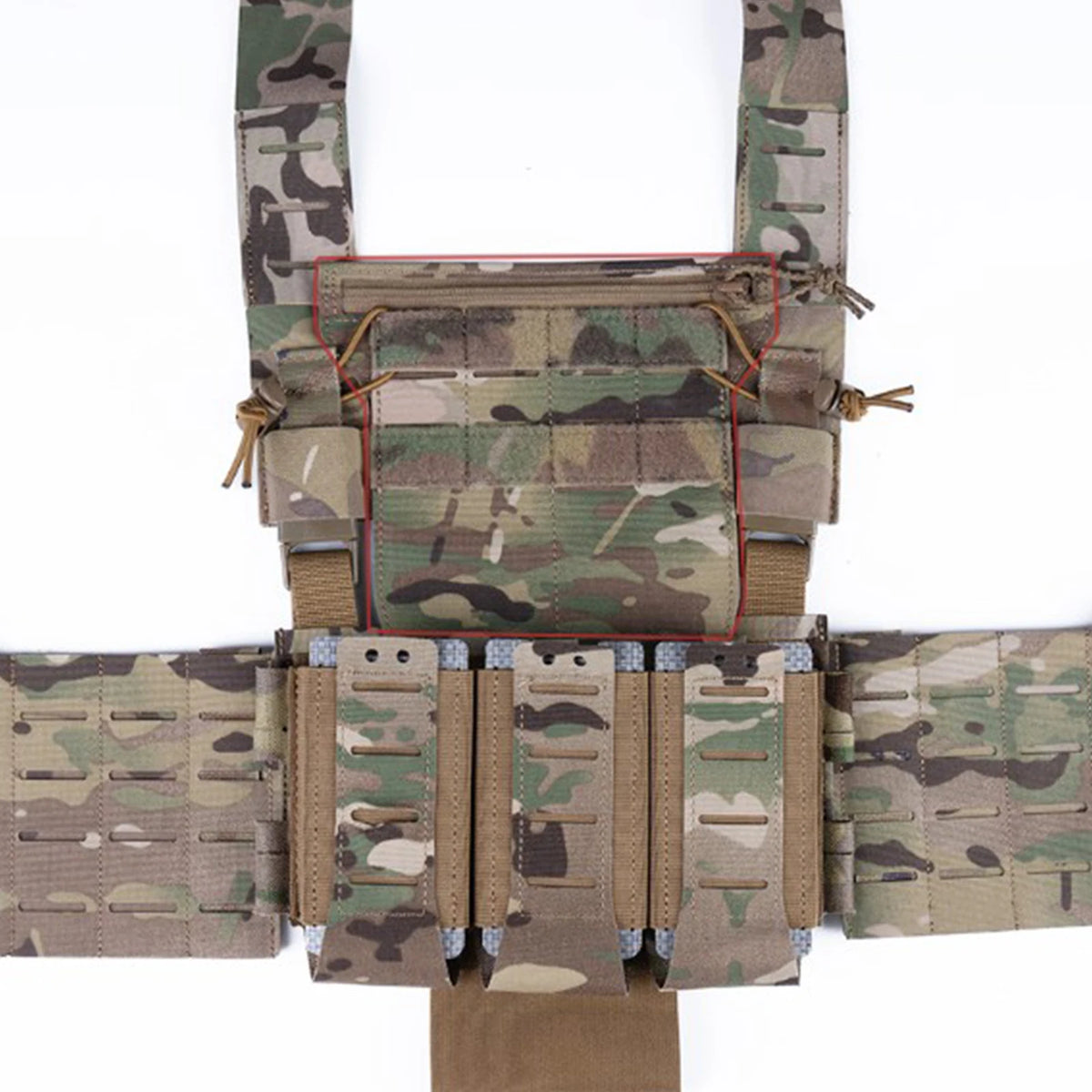 Tactic Chest Rig Admin Panel w/ Hook & Loop Storage Pouch for Tactical Airsoft Chest Rig Placard Phone Mount Holder Multi-Layer