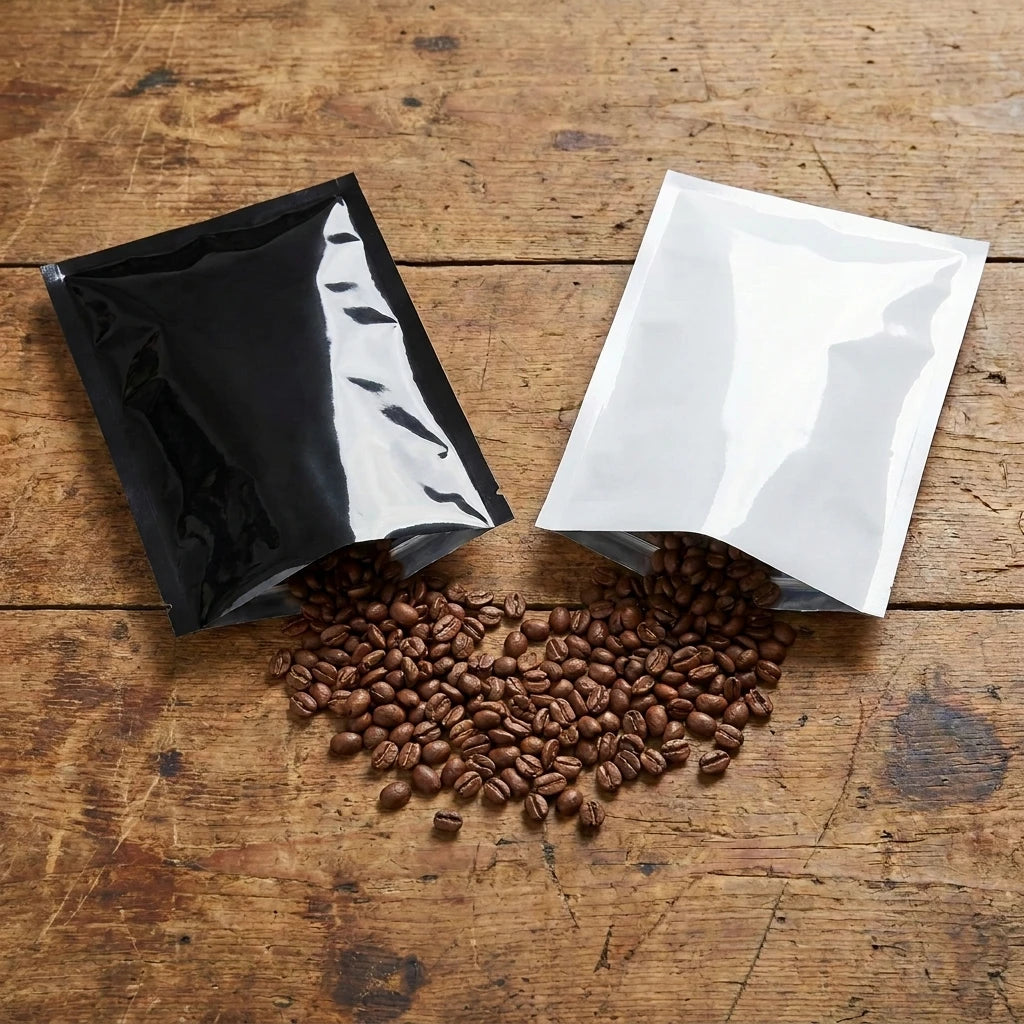 Smell Proof Packaging Bag Aluminum Foil Lined Heat Seal Open Top Pouches - Premium Three-Side Seal Packaging for Coffee Bean