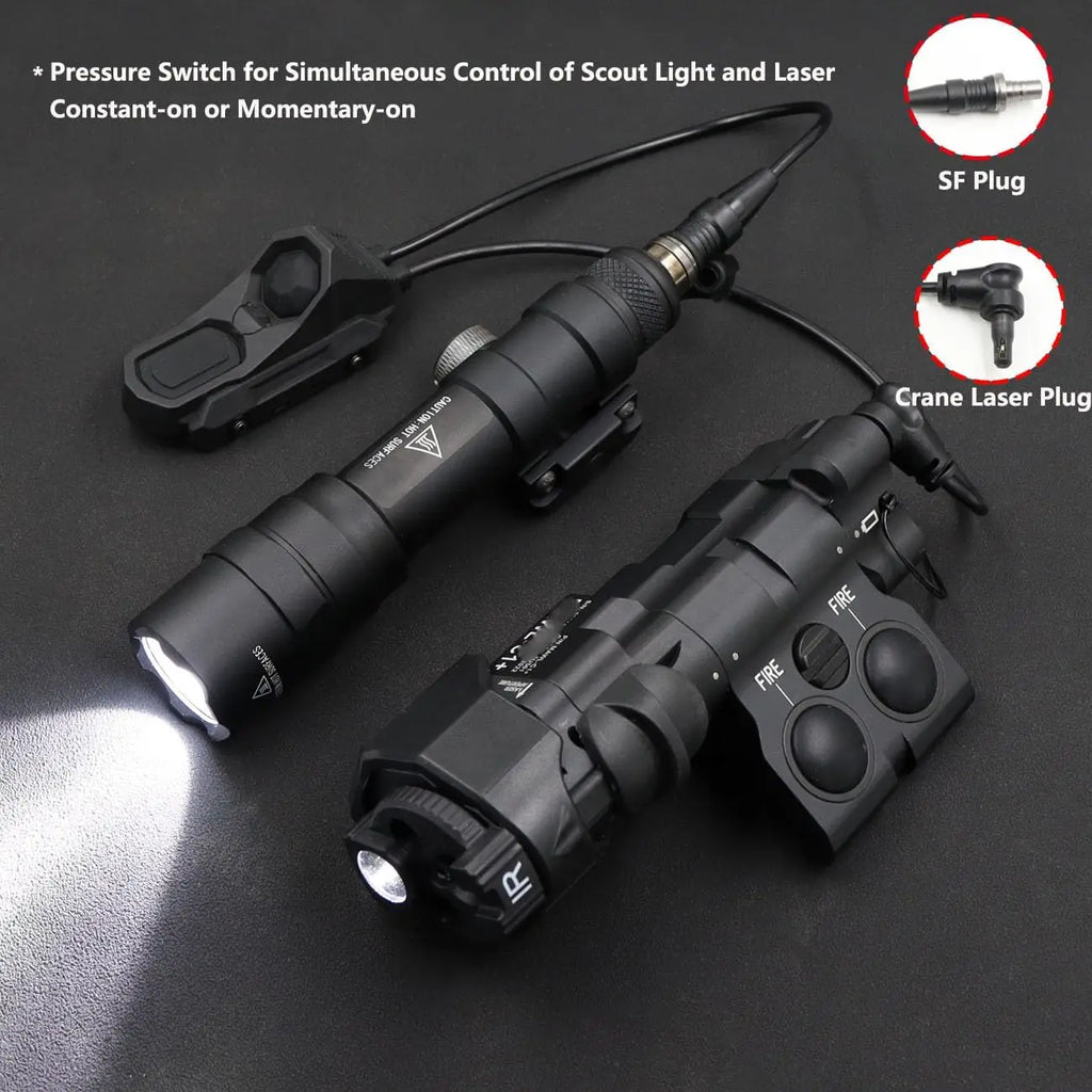 Hunting Scout Light, Tactical Flashlight PEQ Laser Button, AXON Remote Two-Wire Dual Function Pressure Switch SF/2.5/Crane Plug