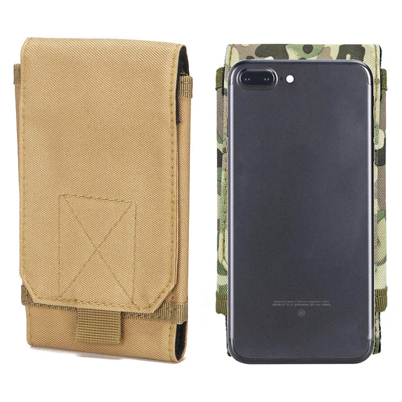 Tactical Phone Bag Molle Sport Waist Belt Phone Pouch Outdoor Waterproof Nylon EDC Mobile Phone Bag Sport Hunting Camo Bags