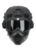 Tactical Full Face Helmet FAST ABS with Detachable Goggles & NVG Bracket Airsoft CS Protective Gear for Outdoor Activities
