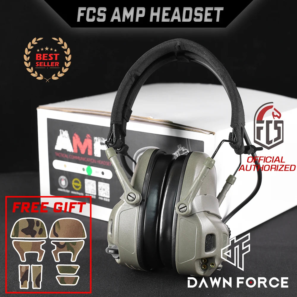 2026 New Full Digital Dual DPS FCS-Tactical FMA AMP Tactical Headset Communication with V20/V60 PTT Accessory