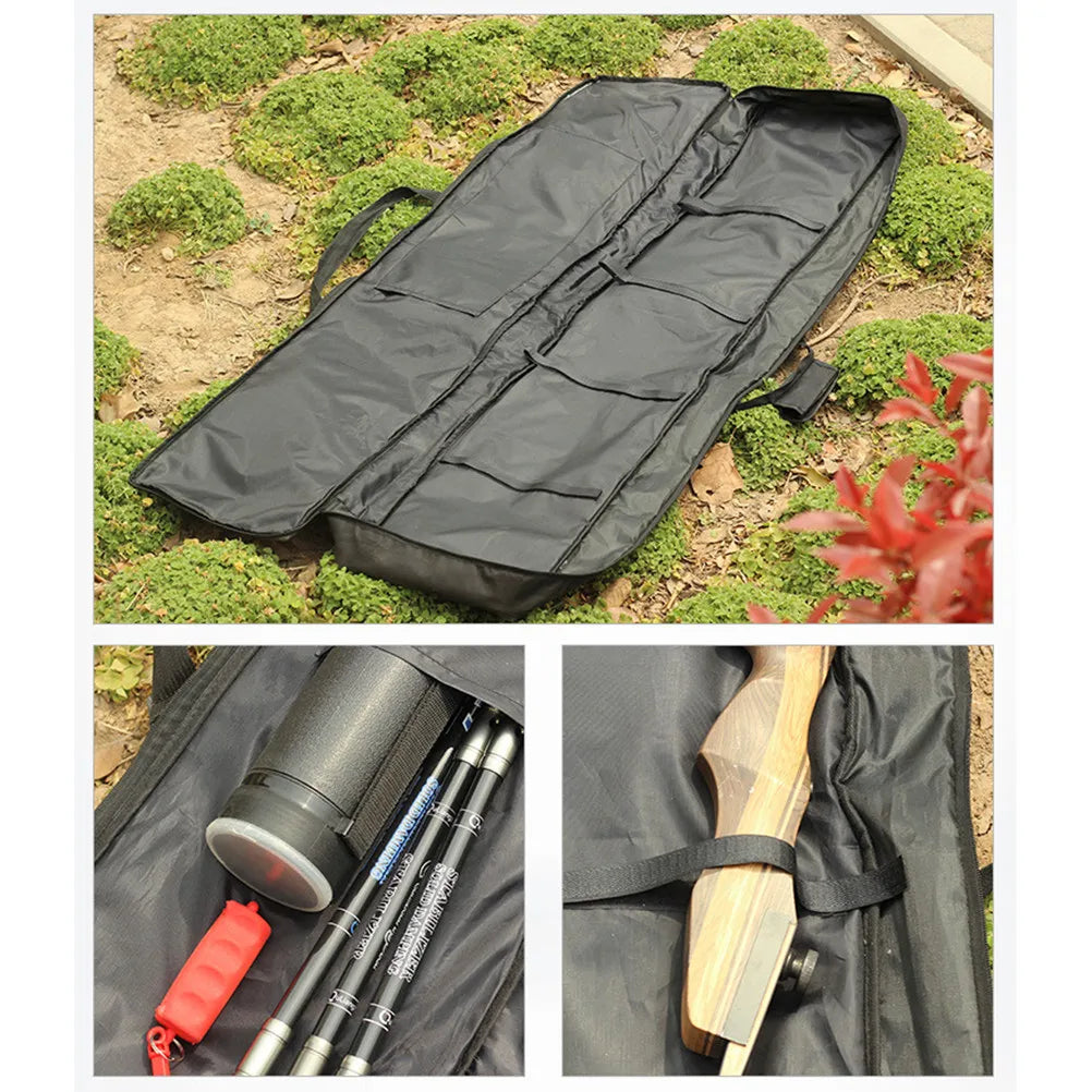 Long Recurve Storage Bag Canvas Multifunctional Tote Black Large Capacity Shoulder Pouch Hunting Accessories Outdoor Carry