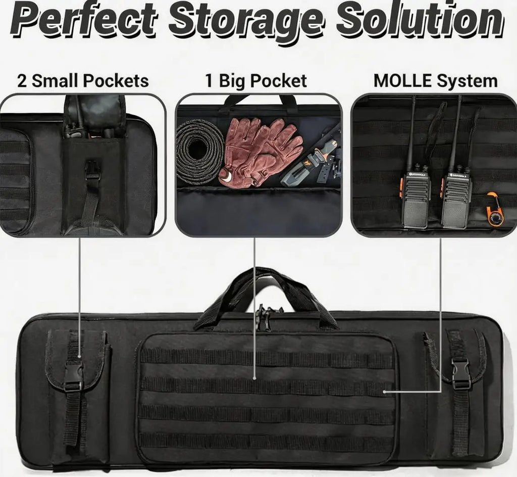 Tactical Rifle Shotgun Range Bag, Soft Padded Long Gun Case Backpack 90cm 120cm with Multiple Mag Pockets & Adjustable Sling