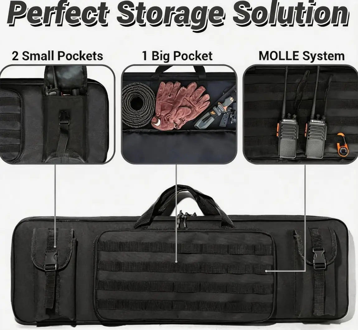 Tactical Rifle Shotgun Range Bag, Soft Padded Long Gun Case Backpack 90cm 120cm with Multiple Mag Pockets & Adjustable Sling