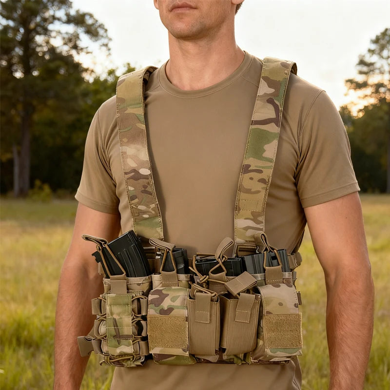 D3 Tactical Chest Rig Airsoft Paintball Hunting Sport Vest with Molle Open-Top Magazine Pouch