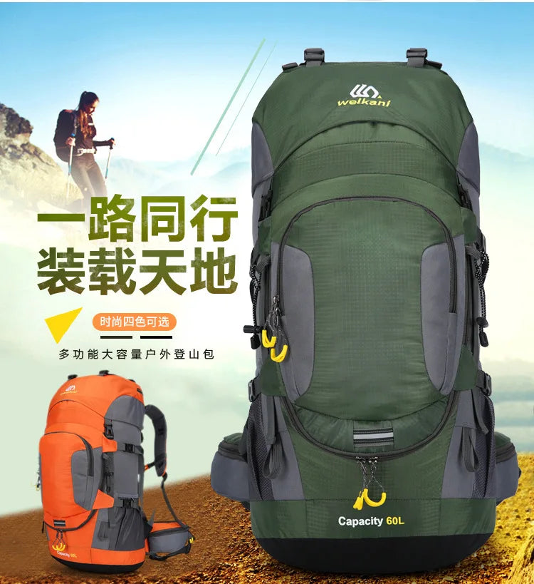 60L Hiking Backpack Men Women Large Capacity Outdoor Camping Rucksack Waterproof Travel Bag Mountaineering Trekking Bag