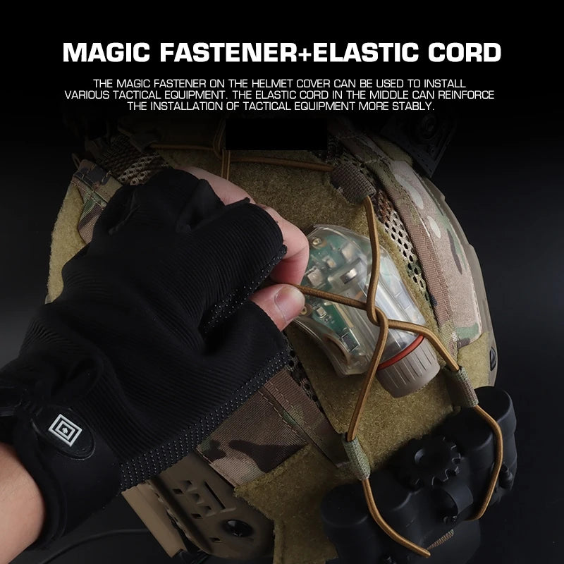 Tactical Helmet Cover 4th Gen for FAST Helmet Ops-Core High-Cut Helmets Cloth with Elastic Fixed Rope Camo Style