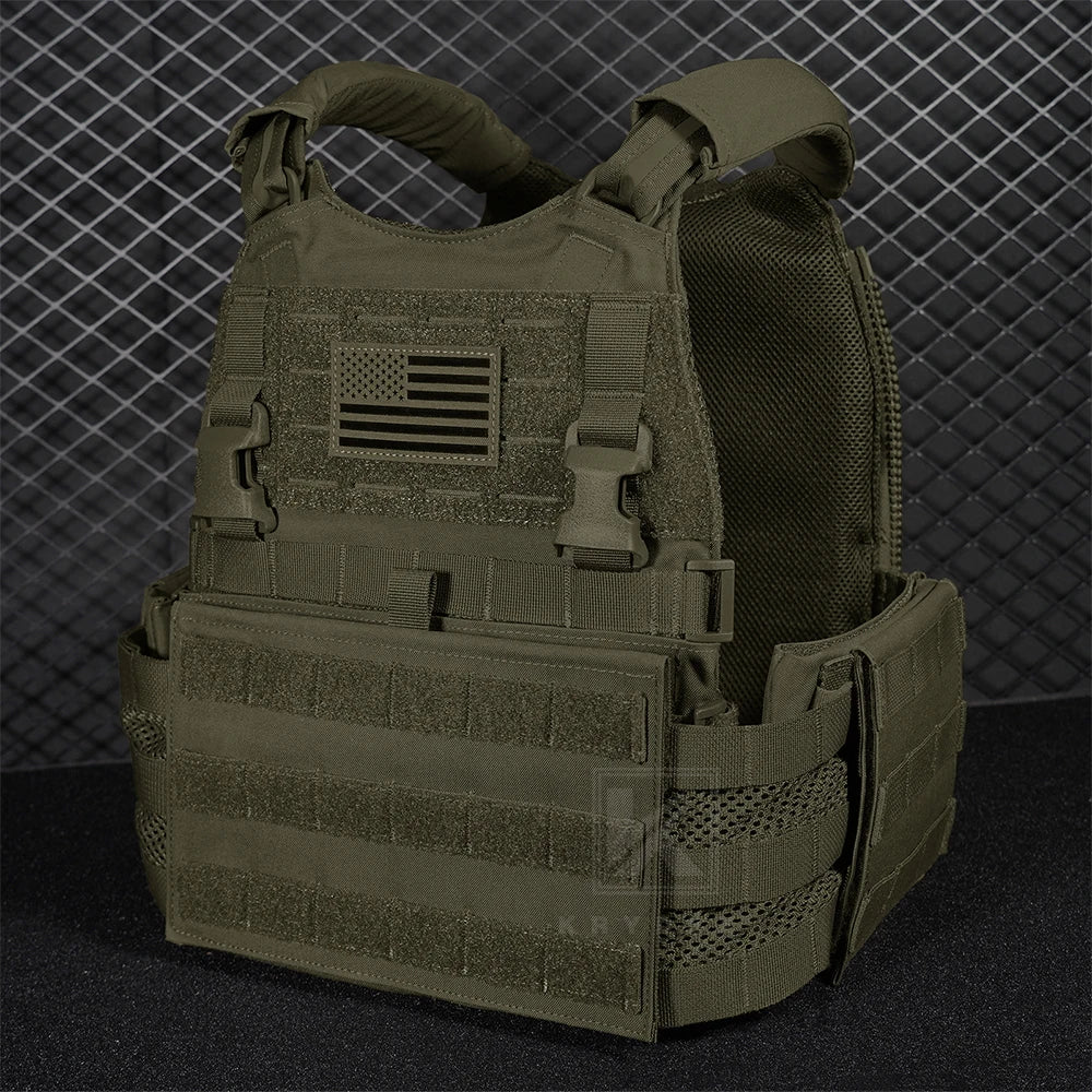 KRYDEX Tactical Modular Men's Vest MOLLE Heavy Duty SCARAB Plate Carrier Vest With Side Pouch For Airsoft Paintball Hunting