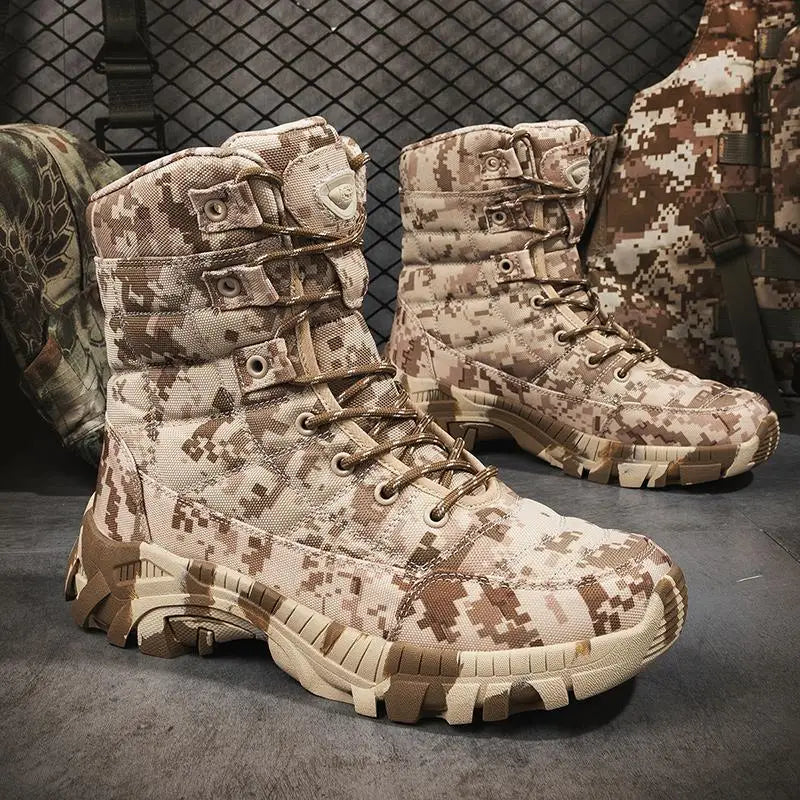 Outdoor Training Men Tactical Boots High-Top Desert Shoes Camouflage Combat Hunting Climbing Hiking Boots Size 39-47