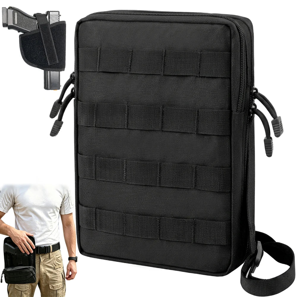 Tactical Molle Admin Pistol Pouch Concealed Carry Gun Holster Shoulder Bag Utility EDC Belt Pouch Modular Tool Organizer Case