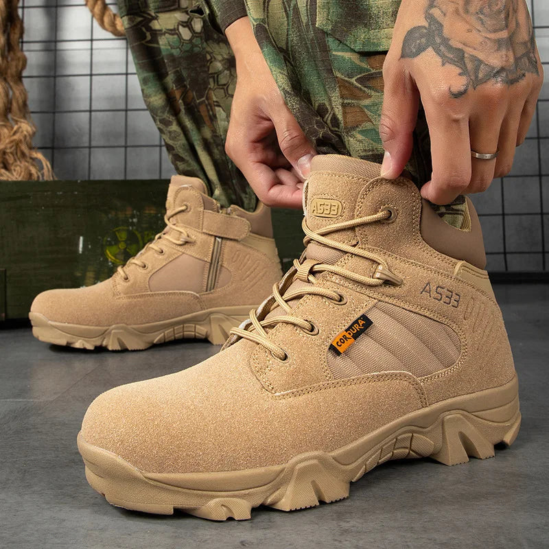 New Men Tactical Boots Army Boots Mens Military Desert Waterproof Work Safety Shoes Climbing Hiking Shoes Ankle Outdoor PUBG
