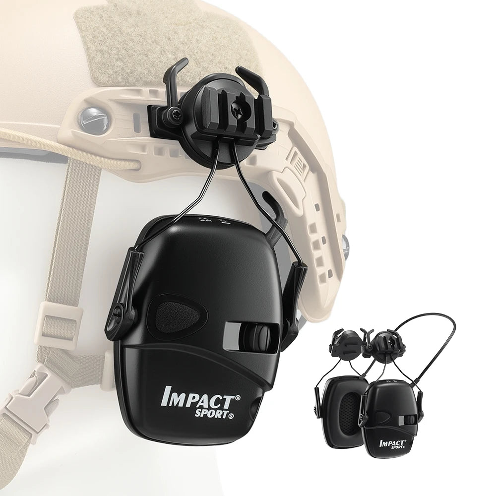 Tactical Helmet Mounted Electronic Earmuff FAST Rail Compatible Sound Amplification Noise Reduction Headset for Shooting Hunting