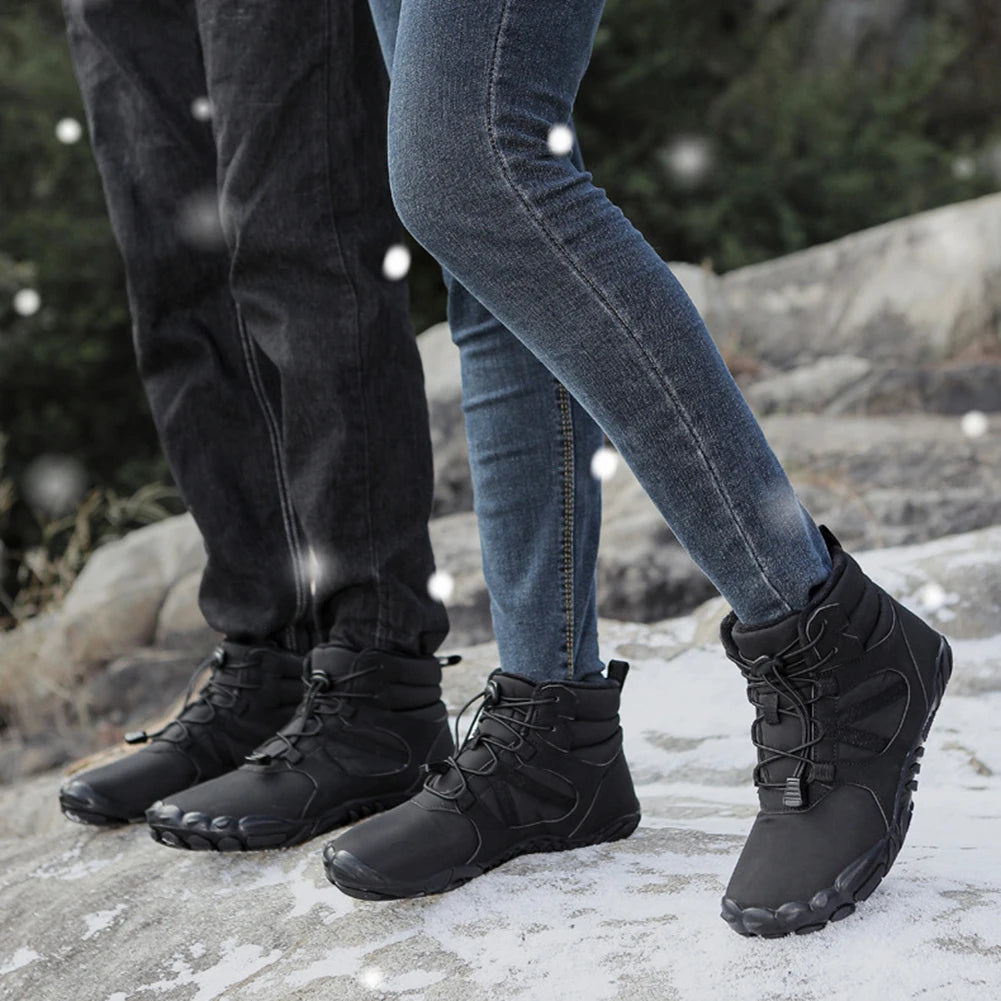 Winter Snow Boots Winter Jogging Sneakers Non Slip Casual Barefoot Shoes Waterproof High Top for Outdoor Travel
