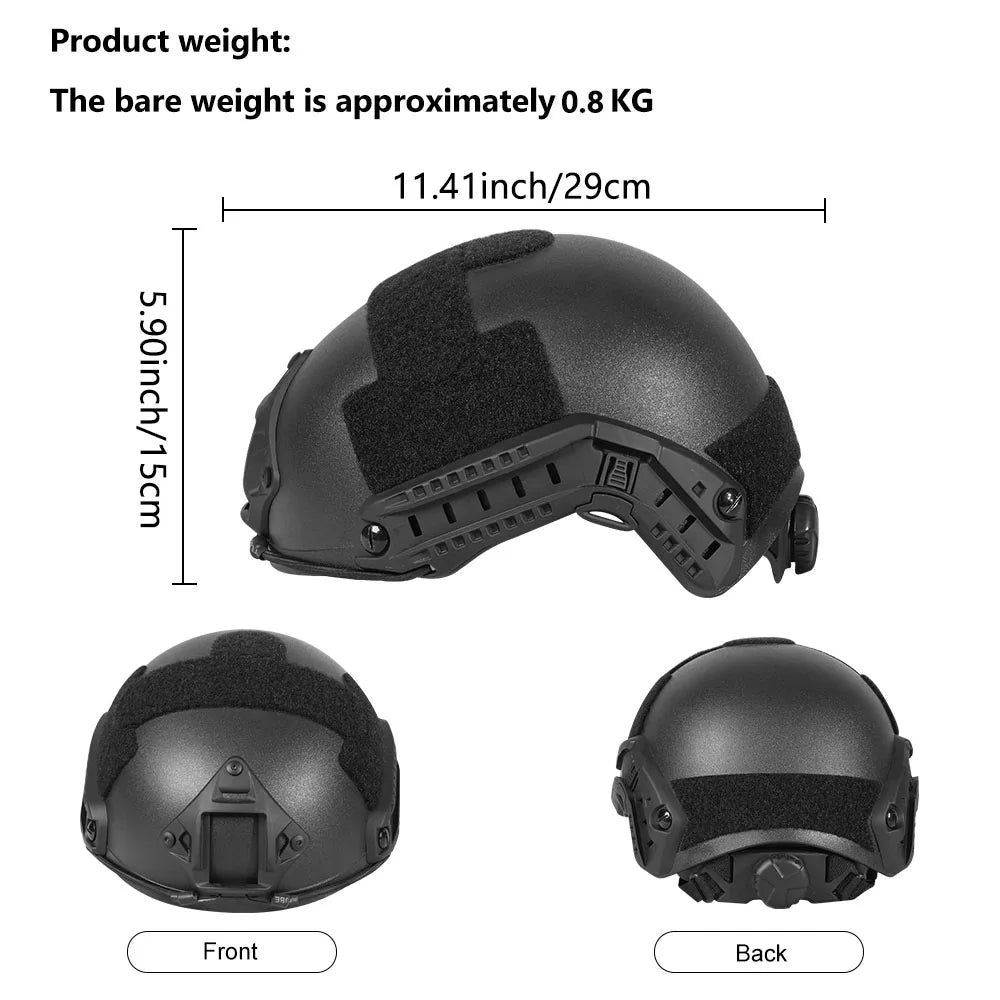BOOIU Tactical Airsoft Helmet Set Adjustable Paintball Outdoor Hunting Shooting Protective Headset ABS Helmet with Mask Earphone
