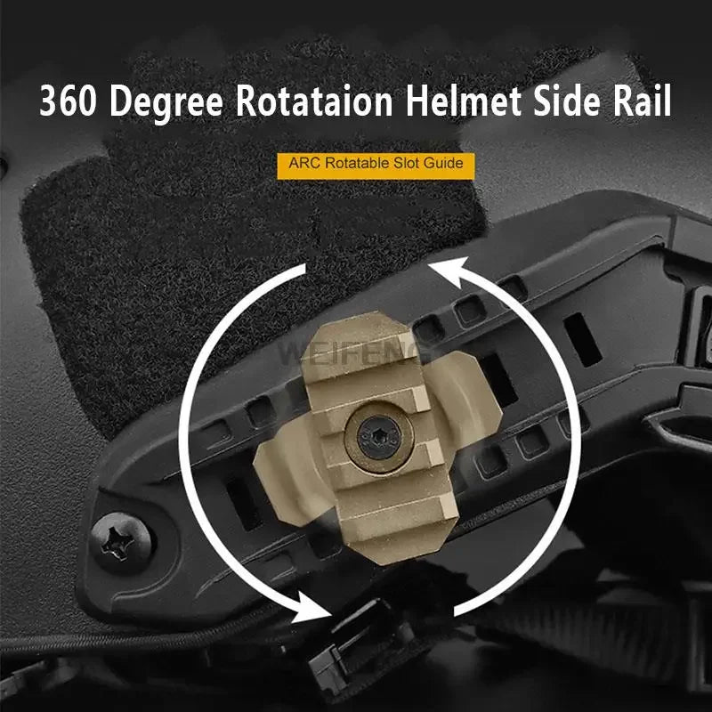 2PCS 19mm Tactical Helmet Side Rail Mount Adapter 360 Degree Guide Rotation Fast Helmet Rail Hunting Accessories
