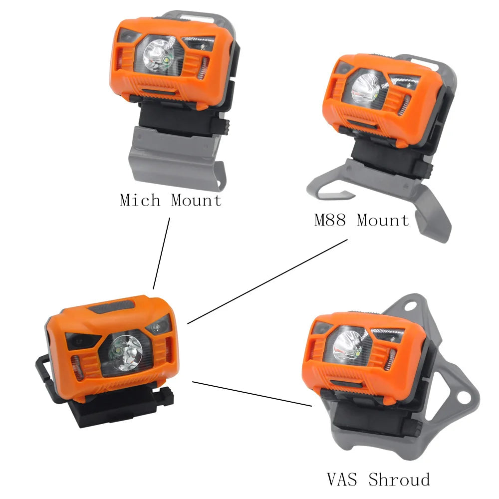 Tactical FAST MICH Helmet Light Induction Headlamp USB Charging Waterproof Signal Lamp Hunting Fishing HeadLight