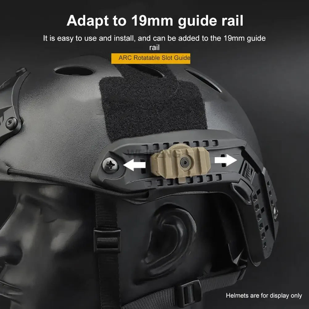 2PCS 19mm Tactical Helmet Side Rail Mount Adapter 360 Degree Guide Rotation Fast Helmet Rail Hunting Accessories