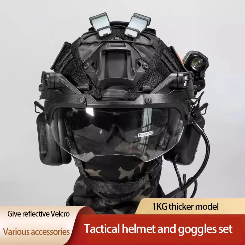 Multi-functional FAST Tactical helmet reversing goggles set engineering anti-riot action version of military fan training helmet