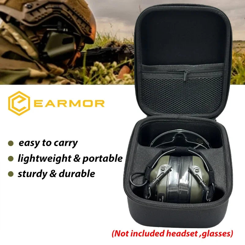 Hard Storage Travel Case for Electronic Shooting Earmuffs Compatible Earmor Hearing Protection Shooter Safety Eyewear Glasses