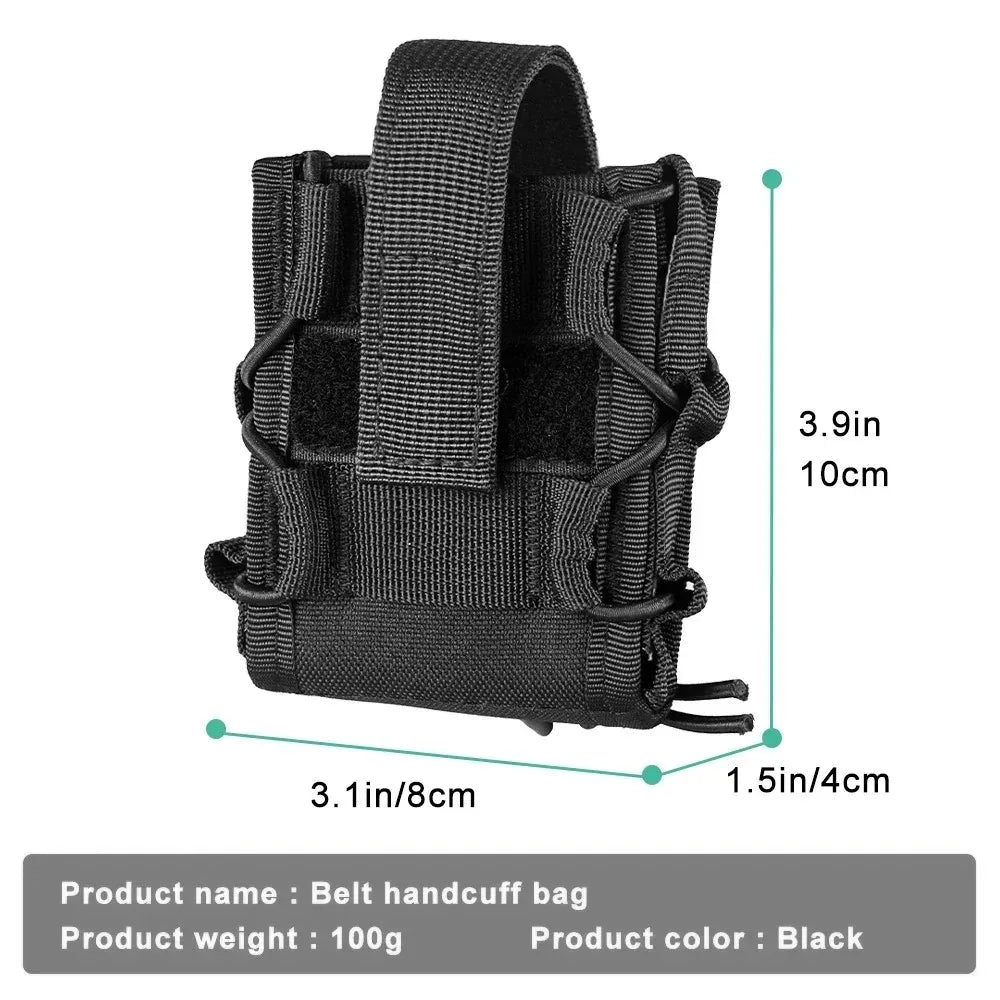 Tactical Handcuff Holster MOLLE Compatible Handcuff Pouch Elastic Adjustable Handcuff Carrier,Security Guard Gear Accessory