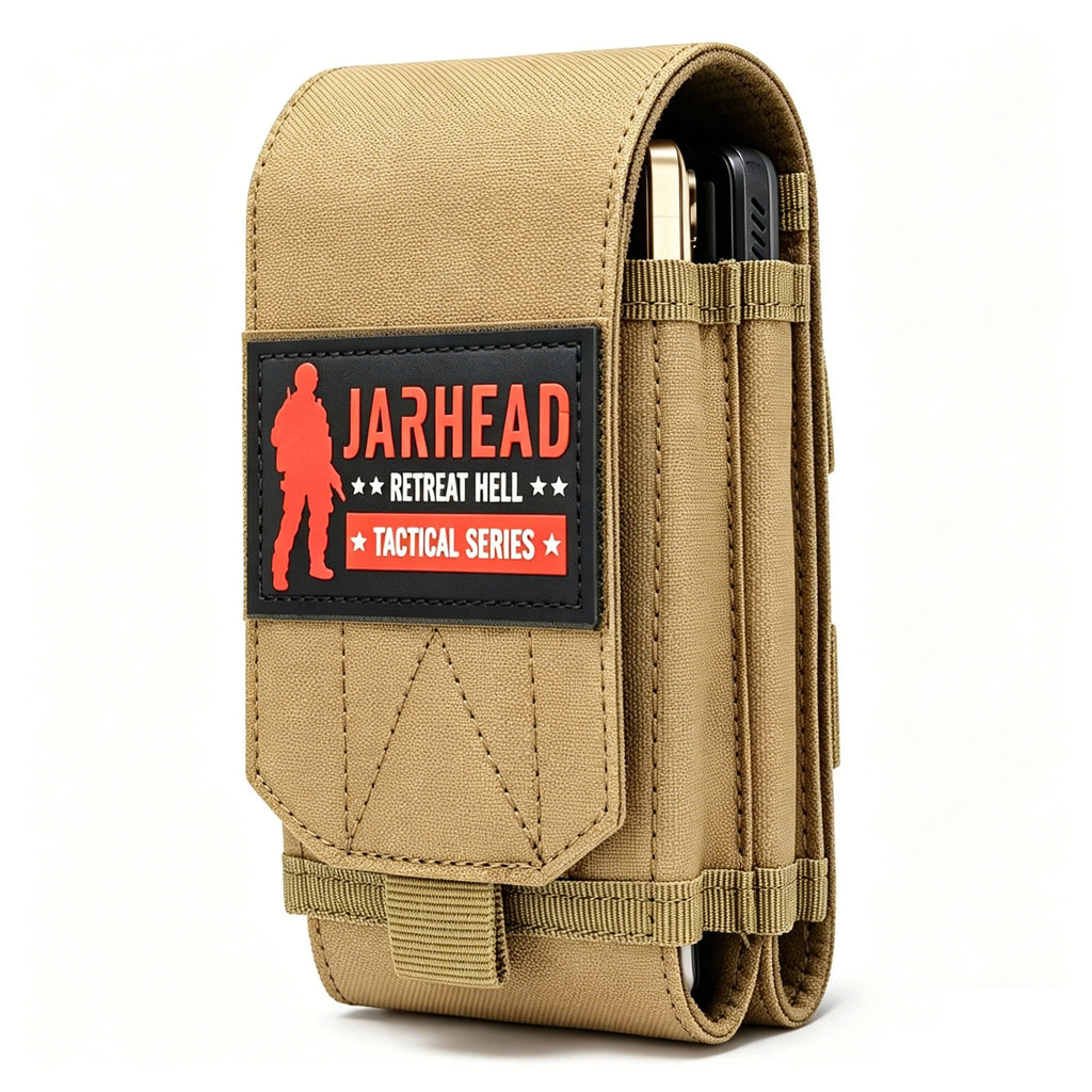 Outdoor Tactical Double MOLLE Cell Phone Pouch with Personalized Badge Belt EDC Pouch Holder Waist Accessories Mobile Phone Pack