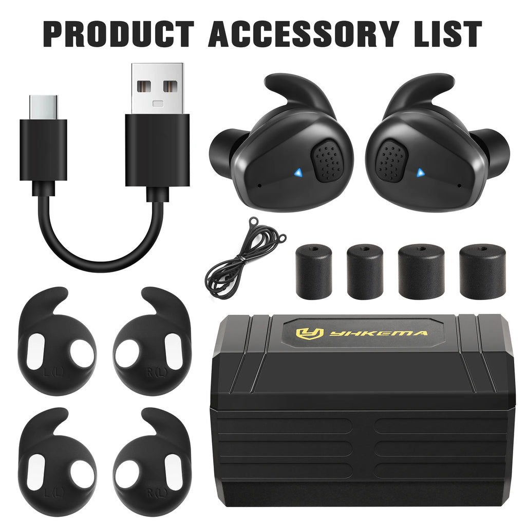 YHKEMA Tactical Bluetooth Earplugs Electronic Shooting Noise-Proof Earbuds/Noise-Cancelling Hearing Protection Earmuff