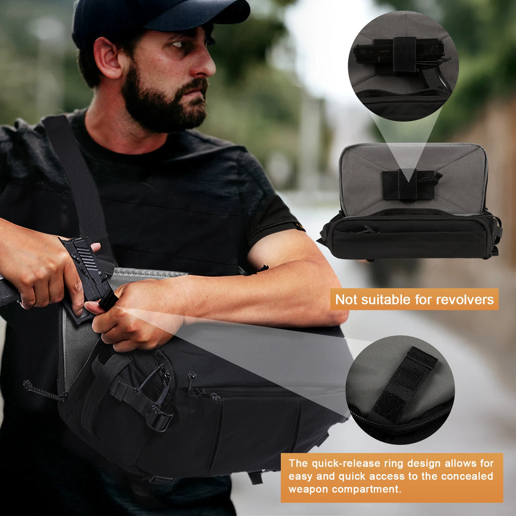 VOTAGOO 13L Tactical Sling Bag Lightweight CCW Concealed Carry EDC Crossbody Shoulder Pack for Men Women Outdoor