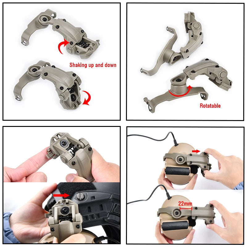 Tactical Hanging Headset Stand Accessory Fast Rotation Wendyt Helmet Rail Shooting Hunting For Comta II Sordi headphone Adapte