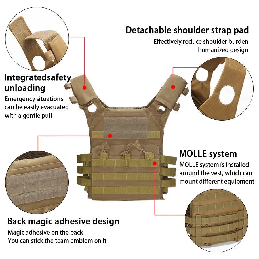 Outdoor Training Vest Multi functional MOLLE Expansion Convenient Training COS Vest Lightweight JPC Vest