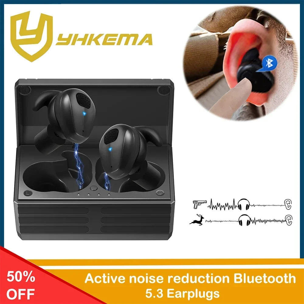 2024 YHKEMA Bluetooth 5.3 Electronic Shooting Earbuds Headphones Tactical Headphones Noise-Cancelling  Hearing Protection