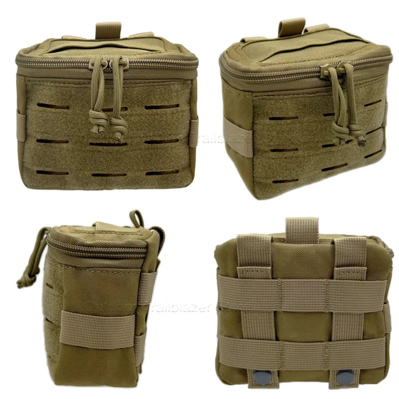 Tactical  Molle Pouch Utility Pouch Top Elastic Opening Multi-Purpose Waist Bag Outdoor Hunting Gloves  EDC Tool Bag Poop Bag