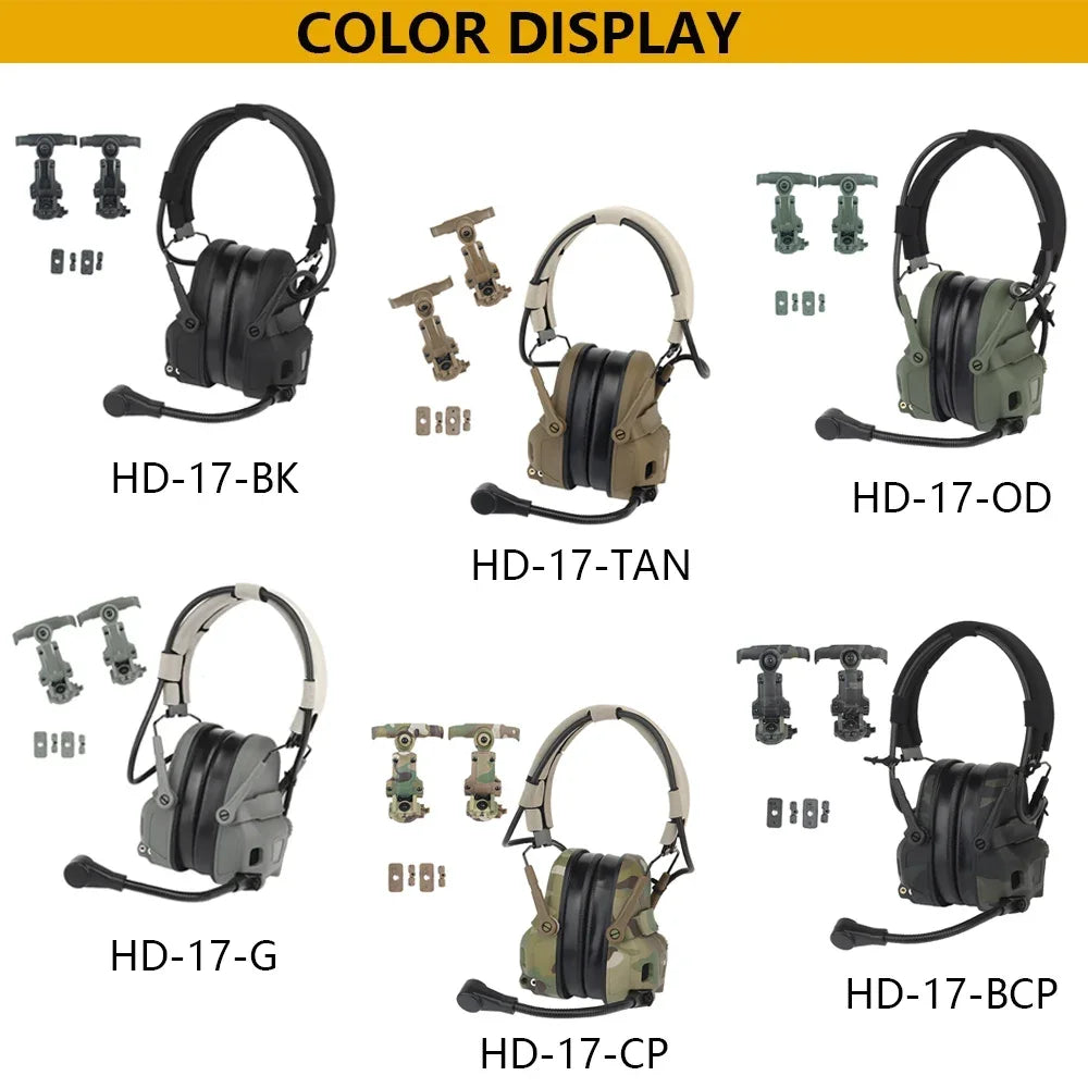 GEN 6 Tactical Headset Hunting Shooting Noise Reduction Headset for OPS Core ARC and Wendy Sport Helmet Head Mounted 2 in 1