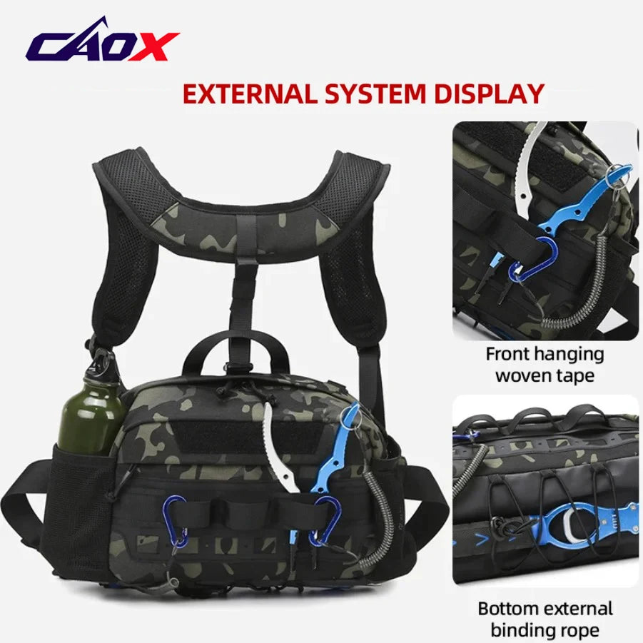 Men's Hiking Vest Backpack Fishing Tactical Chest Bag Utility  Sports Molle Waist Bags Large Outdoor Hunting Fanny Pack Camping