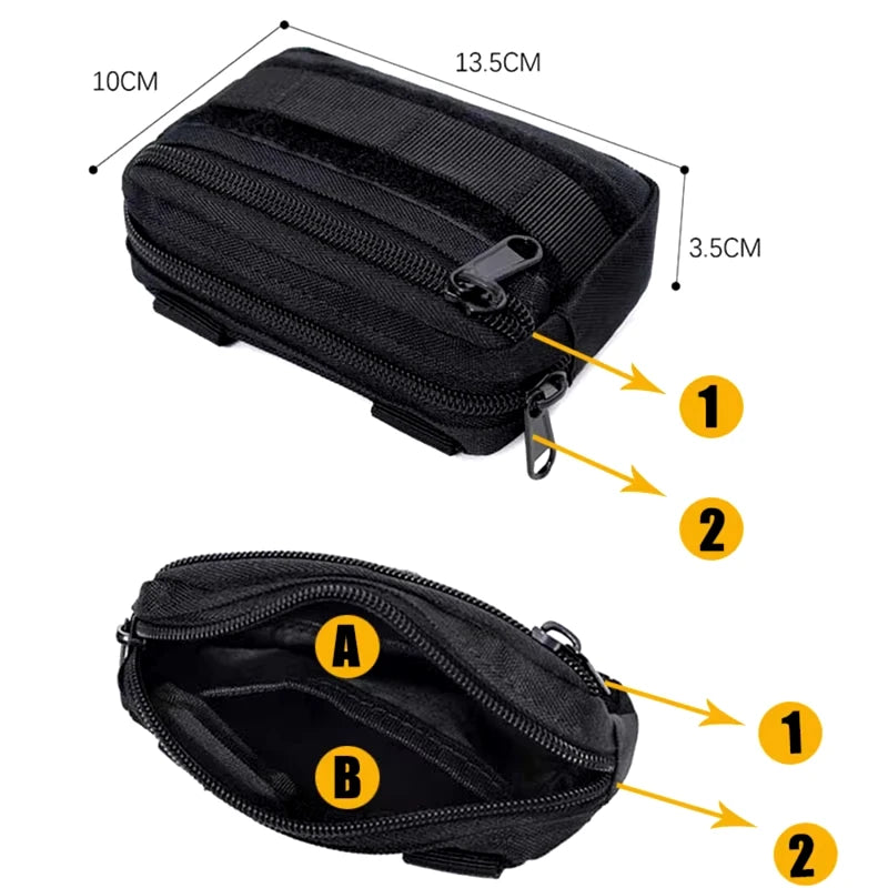 Men's Double Layer EDC MOLLE Pouch, Waist Belt Bag Fanny Pack for Outdoor Hiking & Camping Accessories