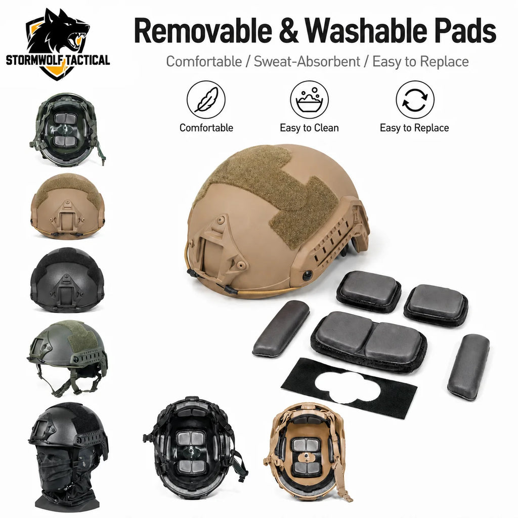 ABS FAST Style Outdoor Sports Helmet Lightweight Adjustable Headgear with Side Rail Comfort Liner