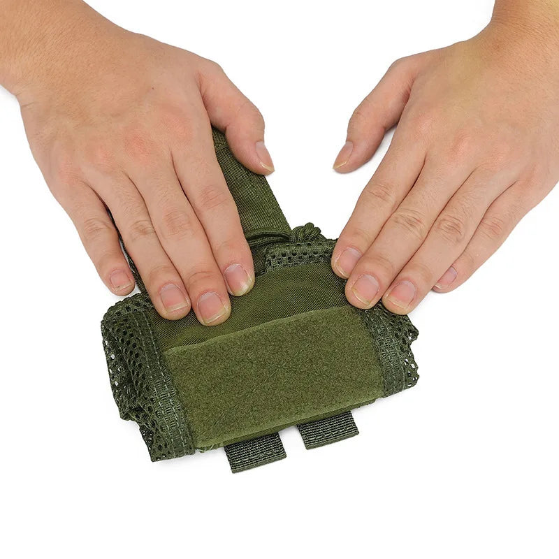 Tactical Molle Mesh Dump Pouch, Lightweight Compact Drawstring Foldable Recovery Mag Tool Pack, EDC Drop Storage Belt Bag