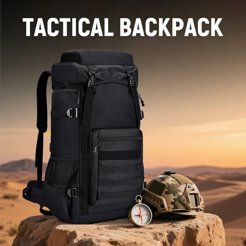 Camouflage Custom Mountaineering Bag Men 70 Liters Oxford Luggage Rucksack Outdoor Travel Backpack MOLLE Tactical Backpack Bag