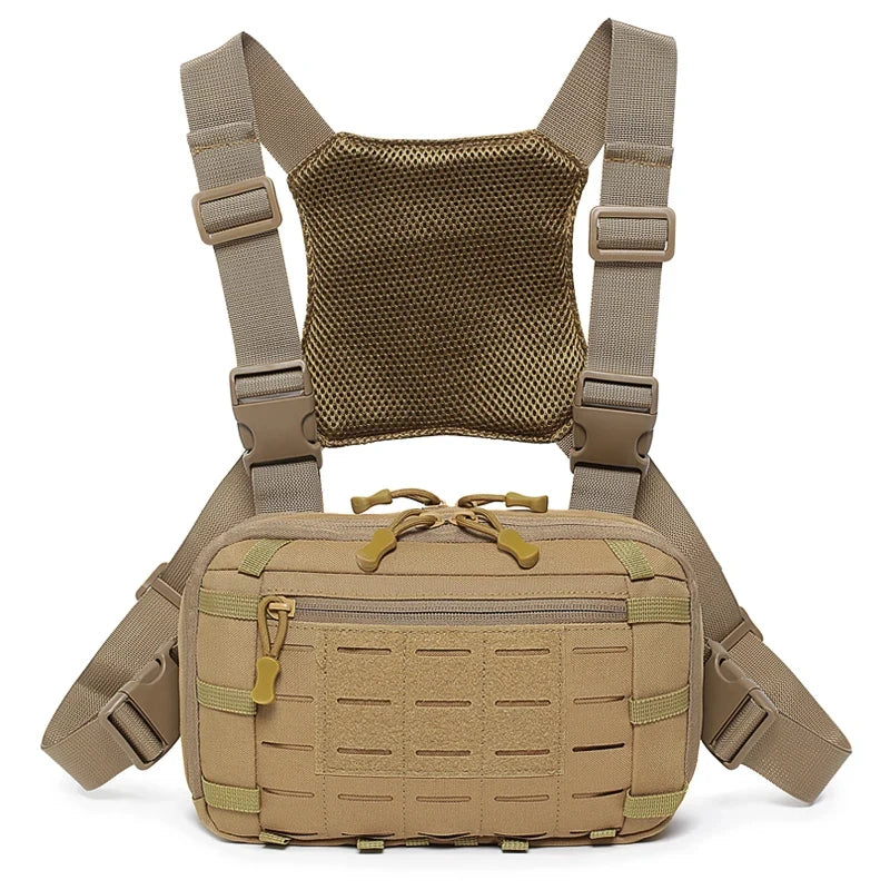 Multi-functional Tactical Chest Rig with Molle, Gun Holster, Large Capacity for Hunting, Hiking, Fishing, Cycling EDC