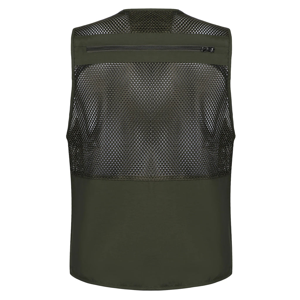 :Men's Vest Tactical Webbed Gear Coat Summer Photographer Waistcoat Tool Many Pocket Mesh Work Sleeveless Jacket Male