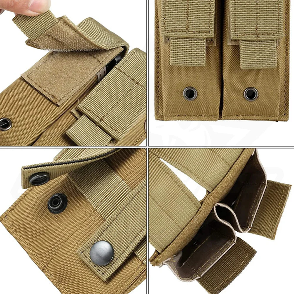 OPHIDIAN 9mm Magazine Pouch Single Double Magazine Pouch Outdoor Molle Open Top Magazine Pouch for  M1911 92F Flashlight Ba