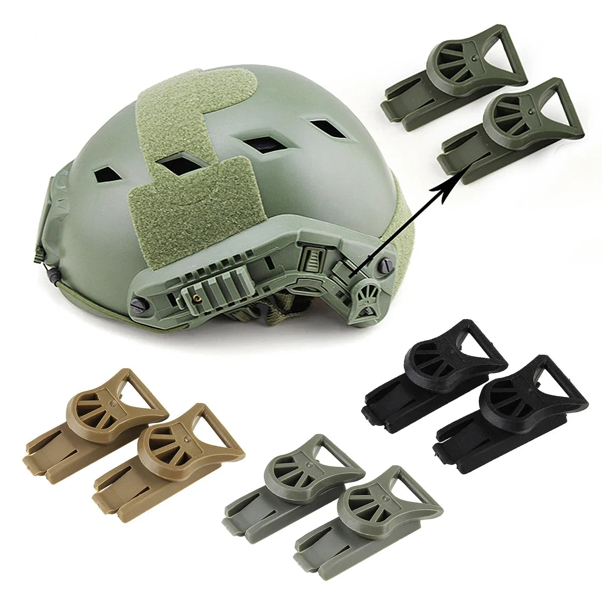 Tactical NV Rotating Clamp Helmet Rail Adapters Hunting Nylon Fast Goggles Rail Swivel Clips Set Adapter Helmet Accessories