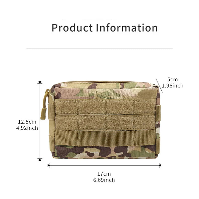Tactical Molle Waist Pack 600D Waterproof Camo EDC Tool Bag Multifunctional Phone Card Holder Outdoor Camping Commuting Utility