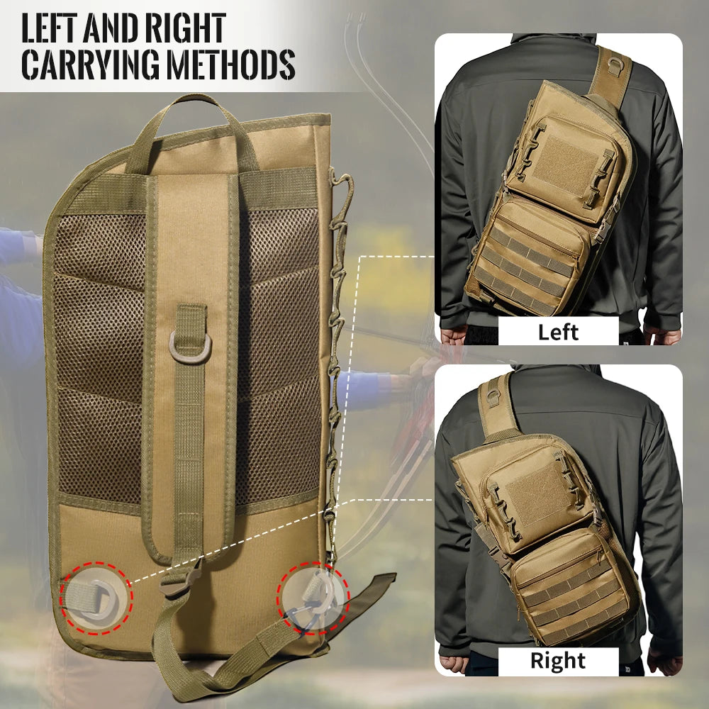 Tactical Archery Arrow Quiver Backpack Large Capacity Nylon Breathable Bag for Outdoor Hunting Hiking Target Practice