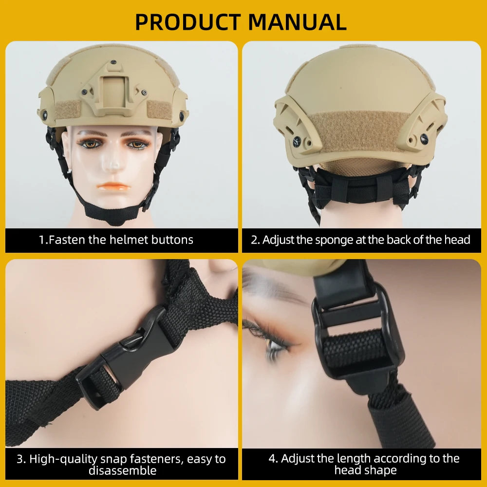 BOOIU Tactical Helmet MICH 2001 High Cut MH Tactical ABS Helmet Outdoor CS Hunting Riding Protect Equipment Airsoft Helmet