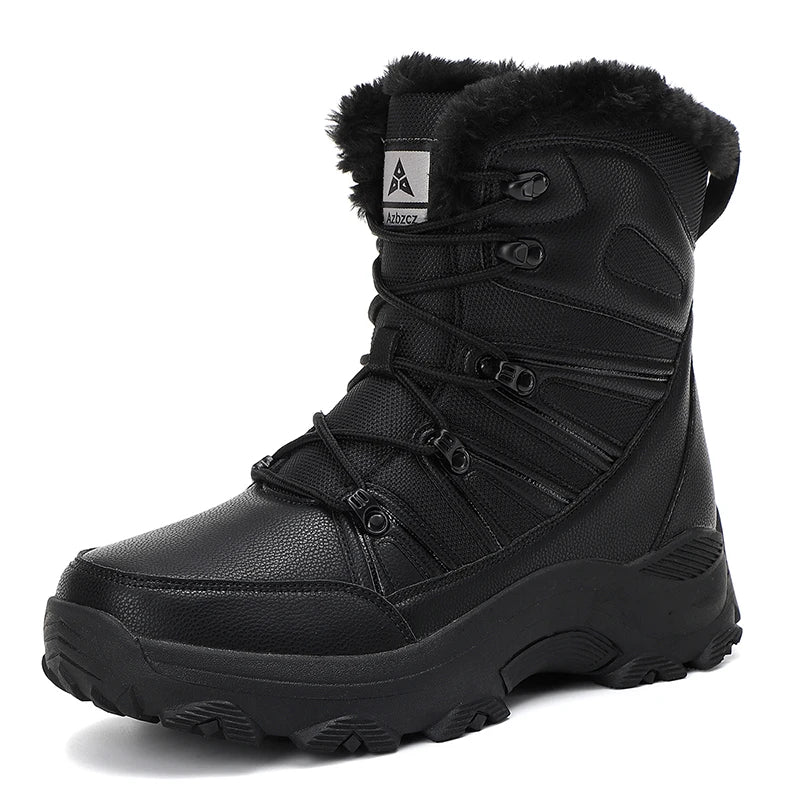 Vintage Style Winter Men Hiking Boots Microfiber Leather Snow Boots Man Plush Warm Causal Shoes Male Sneakers Ankle Boots Botas