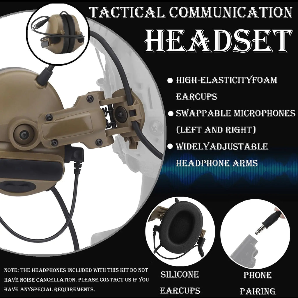 Tactical Helmet Set Military Airsoft Bump Helmet 9-in-1 Set with NVG Mode Communication Headset for CS Paintball Field Cosplay