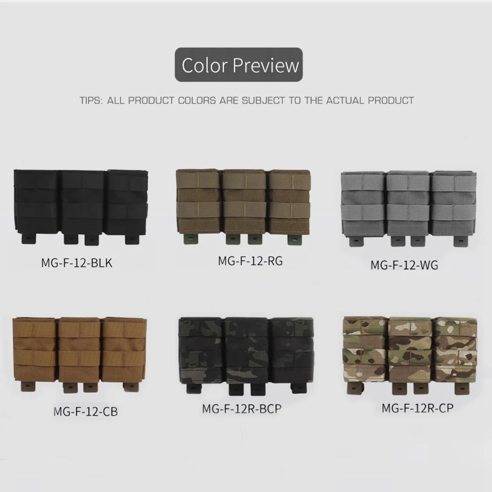 Tactical Medium FAST 5.56 Triple Mag Pouch Molle System with Kydex Clamps for Plate Carrier Airsoft M4 AR15 MAG Pouches