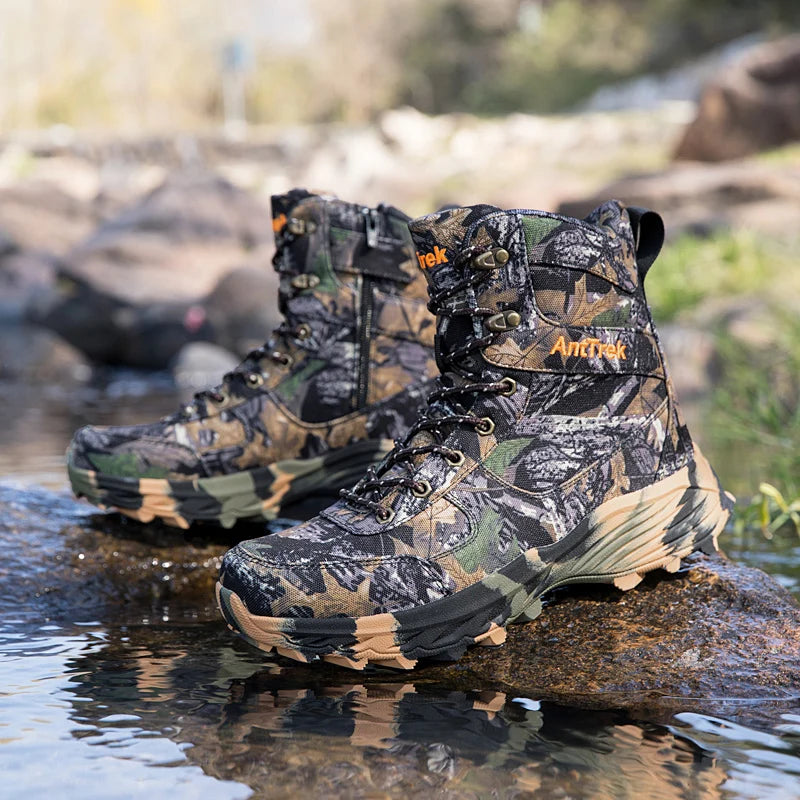 Men Shoes High Quality Hiking Boots Leather Waterproof Fishing Hunting Sneakers Outdoor Anti Slip Tactical Desert Combat Boots